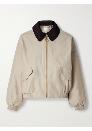 Barbour - + Barbour The Edit By Alexa Anna Corduroy-trimmed Cotton-blend Jacket - Neutrals - UK 6,UK 8,UK 10,UK 12,UK 14,UK 16,UK 18