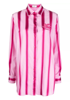 ETRO logo-patch striped shirt - Pink