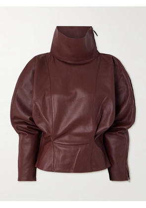 Victoria Beckham - Leather Top - Burgundy - UK 4,UK 6,UK 8,UK 10,UK 12,UK 14