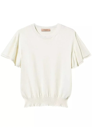 TWINSET scalloped-hem knitted T-shirt - 00282_White Snow