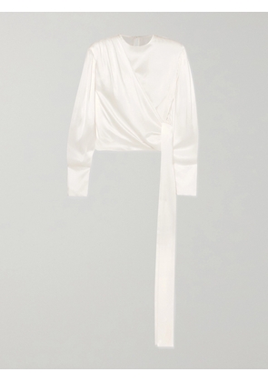 MATÉRIEL - Draped Silk-satin Blouse - White - x small,small,medium,large