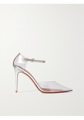 Amina Muaddi - Ursina Crystal-embellished Pvc And Metallic Leather Pumps - Neutrals - IT35,IT35.5,IT36,IT36.5,IT37,IT37.5,IT38,IT38.5,IT39,IT39.5,IT40,IT40.5,IT41,IT42,IT43