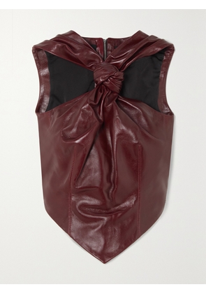 16ARLINGTON - Danau Knotted Leather Top - Burgundy - UK 4,UK 6,UK 8,UK 10,UK 12,UK 14