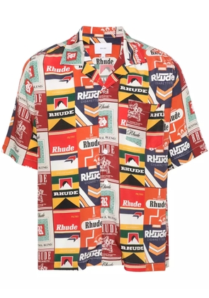 RHUDE Cigarette-print bowling shirt - Orange