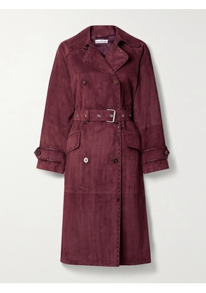 Acne Studios - Whipstitched Belted Suede Trench Coat - Purple - EU 32,EU 34,EU 36,EU 38,EU 40,EU 42