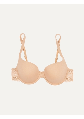 LA PERLA - Souple Lace-trimmed Stretch Cotton-blend Jersey Contour Bra - Neutrals - 32B,34B,36B,38B,40B,32C,34C,36C,38C,32D,34D,36D,38D,32E,34E,36E