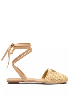 Prada woven raffia sandals - Neutrals