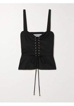 ÀCHEVAL PAMPA - Las Acacias Lace-up Stretch-cotton Sateen Top - Black - x small,small,medium,large