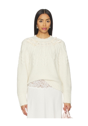 LoveShackFancy Sloanna Pullover Sweater in Ivory. Size L. Also in M, S, XL, XS.