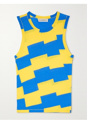ZANKOV - Miles Jacquard-knit Organic Cotton Tank - Yellow - small,medium,large