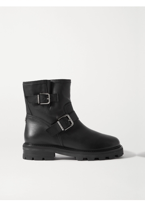 Jimmy Choo - Youth Ii Buckled Shearling-lined Leather Ankle Boots - Black - IT34,IT34.5,IT35,IT35.5,IT36,IT36.5,IT37,IT37.5,IT38,IT38.5,IT39,IT39.5,IT40,IT40.5,IT41,IT41.5,IT42,IT43