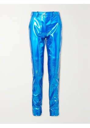 LAQUAN SMITH - Metallic Latex Slim-leg Pants - Blue - x small,small,medium,large,x large