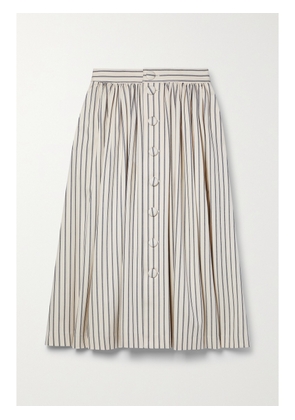 Adam Lippes - Striped Cotton-twill Midi Skirt - Blue - US0,US2,US4,US6,US8,US10,US12