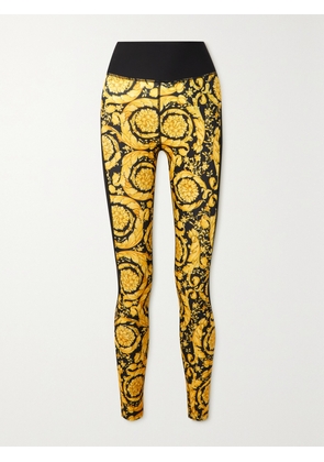 Versace - Paneled Printed Stretch Leggings - Gold - xx small,x small,small,medium,large