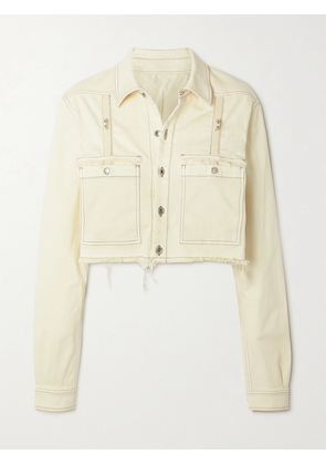 Rick Owens - Cropped Distressed Denim Jacket - Cream - x small,small,medium,large,x large,xx large