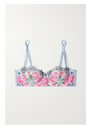 FLEUR DU MAL - Card Embroidered Tulle Underwired Soft-cup Bra - Blue - 32B,34B,36B,32C,34C,36C,32D,34D,36D,32DD,36DD,38DD,32F,34F,36F,38F,32G,34G,36G,38G