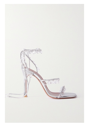 Amina Muaddi - Tina Crystal-embellished Metallic Leather Sandals - Silver - IT35,IT35.5,IT36,IT36.5,IT37,IT37.5,IT38,IT38.5,IT39,IT39.5,IT40,IT40.5,IT41,IT41.5