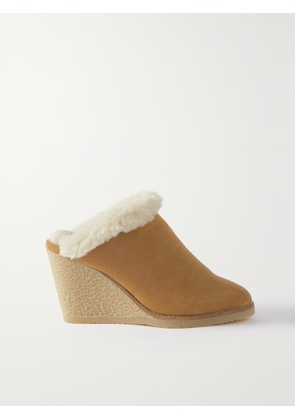 Isabel Marant - Takita 90 Shearling-lined Suede Wedge Mules - Neutrals - FR35,FR36,FR37,FR38,FR39,FR40,FR41