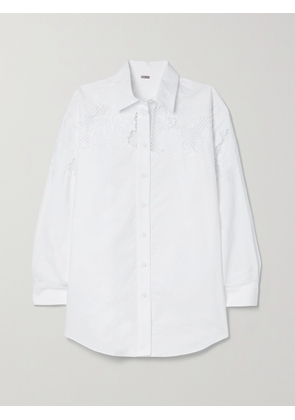 Adam Lippes - Embroidered Crochet-trimmed Cotton-poplin Shirt - White - US0,US2,US4,US6,US8,US10,US12