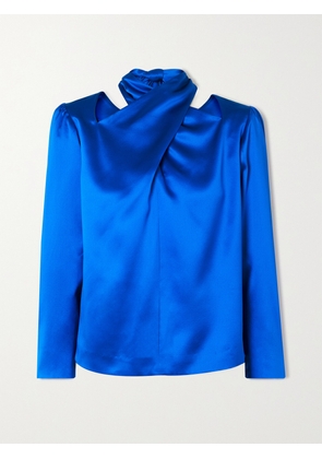 Dries Van Noten - Cutout Silk-satin Blouse - Blue - FR 34,FR 36,FR 38,FR 40,FR 42,FR 44