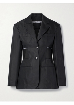 ALEXANDER WANG - Jacquard-trimmed Cotton-blend Twill Blazer - Black - US0,US2,US4,US6,US8,US10,US12