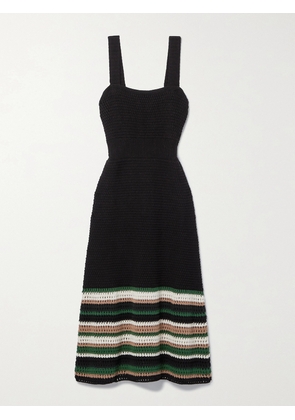 JASON WU - Striped Crocheted Cotton Midi Dress - Black - x small,small,medium,large,x large