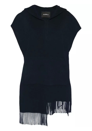 Goen.J fringed hooded poncho - Blue