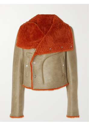Rick Owens - Reversible Leather And Shearling Jacket - Orange - IT38,IT40,IT42,IT44