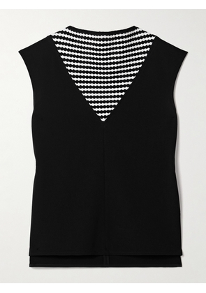 Proenza Schouler - Prescott Striped Knitted And Crepe Tank - Black - US0,US2,US4,US6,US8,US10