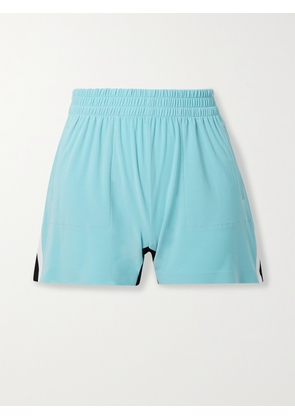 Norma Kamali - Color-block Stretch-jersey Shorts - Blue - x small,small,medium,large,x large