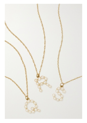 STONE AND STRAND - Initial 10-karat Gold Pearl Necklace - A,B,C,D,E,F,G,H,I,J,K,L,M,N,O,P,Q,R,S,T,U,V,W,X,Y,Z