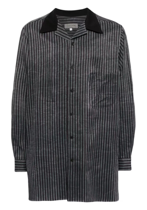 Yohji Yamamoto striped open-collar shirt - Black