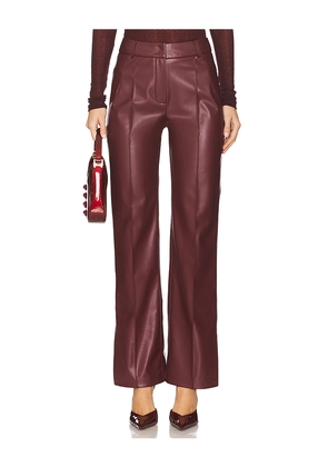 SELMACILEK Leather Slit Detailed Pant in Burgundy. Size L. Also in XS.