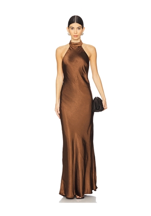 Runaway The Label Brigitte Maxi Dress in Brown. Size M. Also in S, XL, XS.