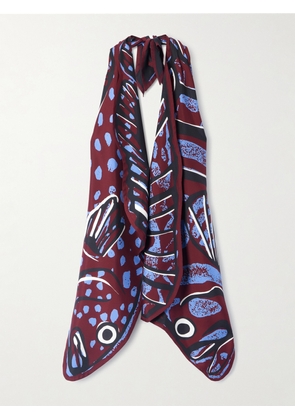 Bottega Veneta - Open-back Printed Silk-twill Halterneck Top - Purple - S,L