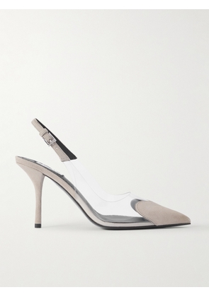 Alaïa - Le Cœur 90 Suede And Pvc Slingback Pumps - Gray - IT35,IT36,IT37,IT38,IT38.5,IT39,IT40,IT41