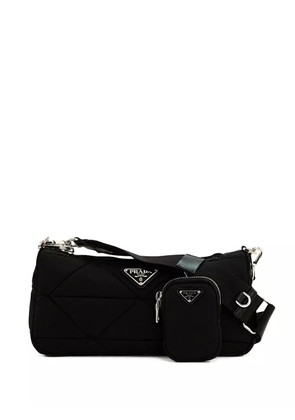 Prada enamel triangle-logo shoulder bag - Black