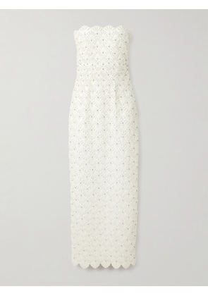 Clio Peppiatt - Strapless Scalloped Embellished Taffeta Gown - Ivory - x small,small,medium,large