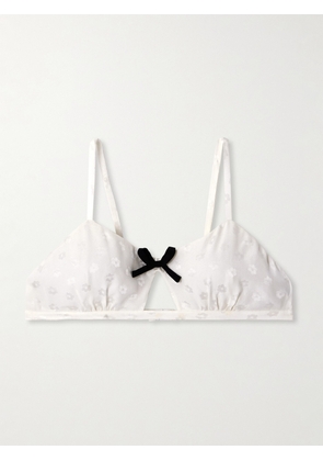 Alessandra Rich - Bow-embellished Floral-jacquard Silk Bralette - White - IT36,IT38,IT40,IT42,IT44