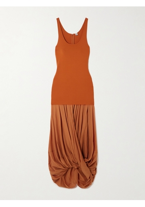 TOTEME - Cocoon Draped Voile And Stretch-knit Maxi Dress - Orange - x small,small,medium,large,x large