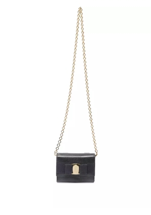 Ferragamo Pre-Owned 1990s-2000s Mini Vara bow chain shoulder bag - Black
