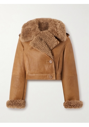 Chloé - Double-breasted Shearling Jacket - Brown - FR 34,FR 36,FR 38,FR 40,FR 42