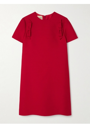 Valentino Garavani - Bow-embellished Wool And Silk-blend Mini Dress - Red - IT36,IT38,IT40,IT42,IT44,IT46