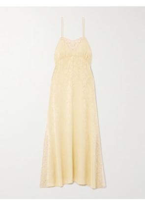 Chloé - Lace-trimmed Floral-jacquard Silk Midi Dress - Yellow - FR 34,FR 36,FR 38,FR 40,FR 42,FR 44