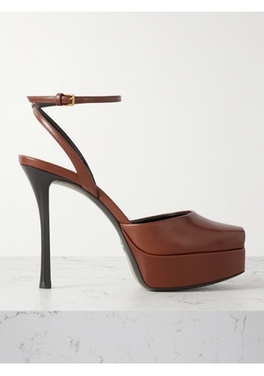 SAINT LAURENT - La Scandale Leather Sandals - Brown - EU 34,EU 36,EU 36.5,EU 37,EU 38,EU 38.5,EU 39,EU 40,EU 41,EU 42
