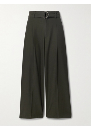 Maria McManus - Belted Pleated Organic Cotton-twill Pants - Green - US2,US4,US6,US8