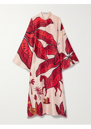 Cristiano Marcheli - Jane Printed Silk-blend Satin Kaftan - Red - x small,small,medium,large,x large