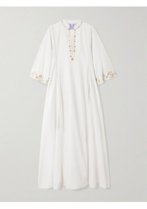 Thierry Colson - Rachel Embellished Embroidered Cotton And Silk-blend Kaftan - Green - x small,small,medium,large,x large