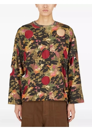 Perks And Mini cut-out floral-print T-shirt - Green