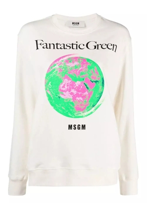 MSGM globe-print sweatshirt - Neutrals